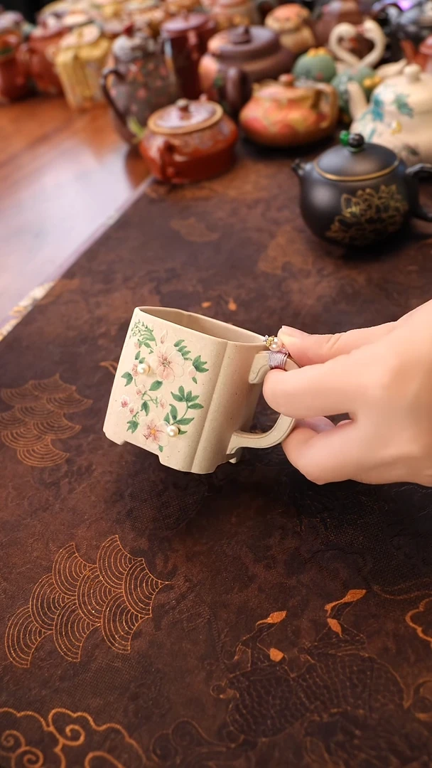 茶壶紫砂白玉段珍珠杯
