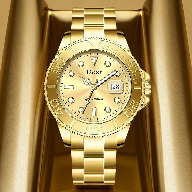 【年货节补贴】全新夜光防水DO金游轮商务手表ZR-25