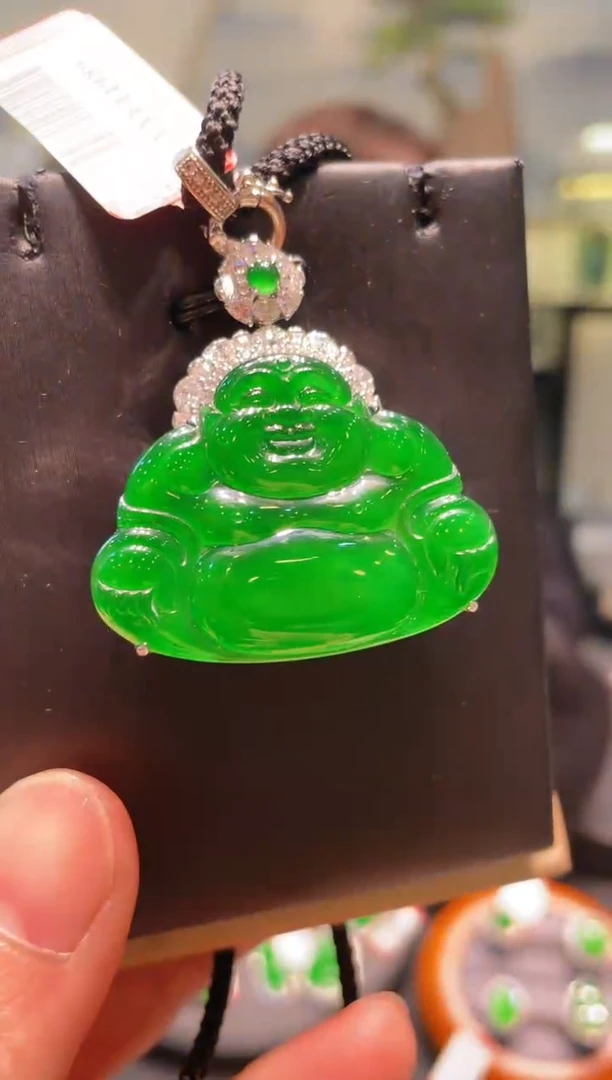 【闪购商品】翡翠颈饰18K金镶嵌A92天然A货翡翠