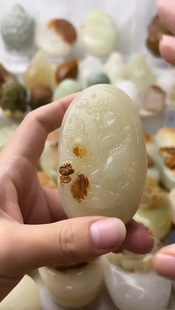 石材古青石棉纹正常不退换荷花鱼微瑕