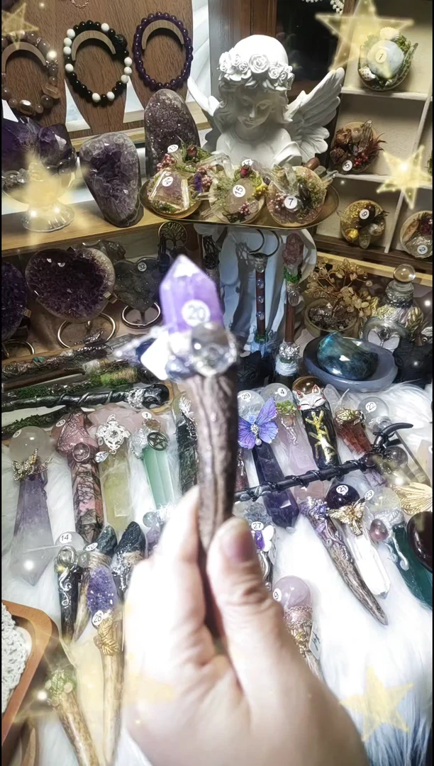 未镶嵌珠宝半成品紫晶紫水晶鹿角权杖