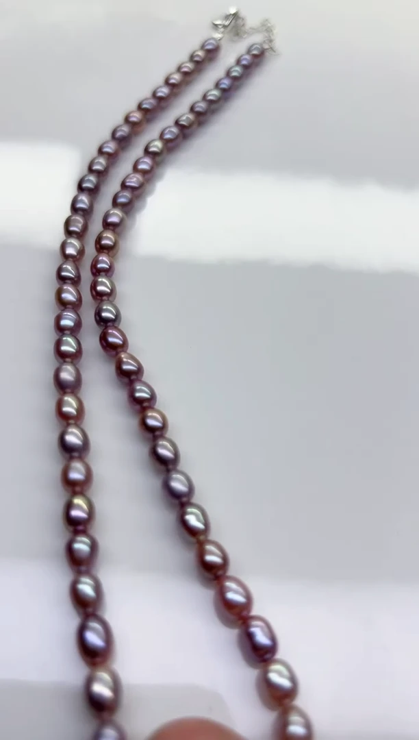 项链未镶嵌淡水珍珠妖艳紫小米链5-5.5mm