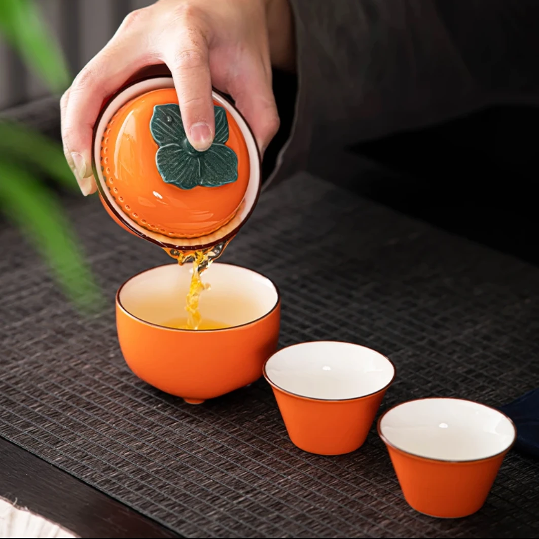 大海茶器@@F980-柿子旅行茶具