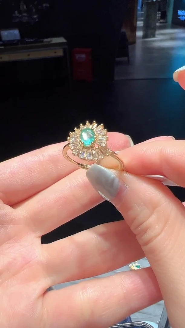 祖母绿戒指银S925镶嵌12【】多样性发一