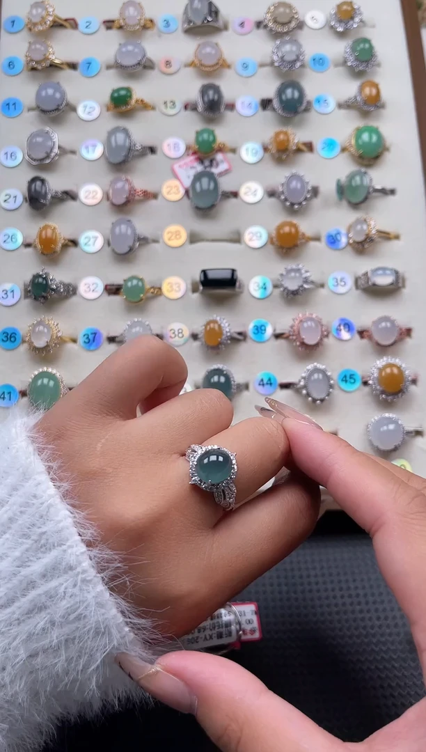 【闪购商品】翡翠戒指银S925镶嵌天然A货翡翠戒指