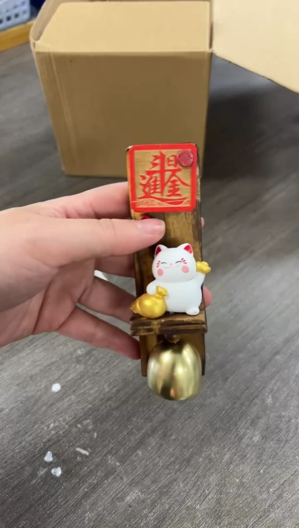 天然辰砂朱砂招财猫铃铛贴[0818]