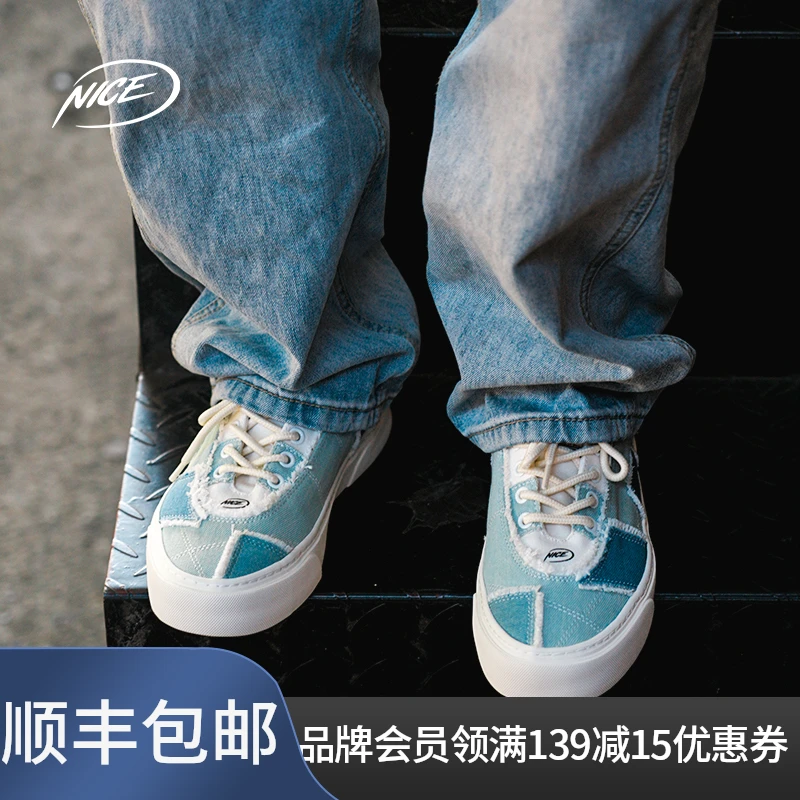 NICEID NICE运动帆布鞋牛仔布低帮潮流休闲男女百搭缓震软弹耐磨