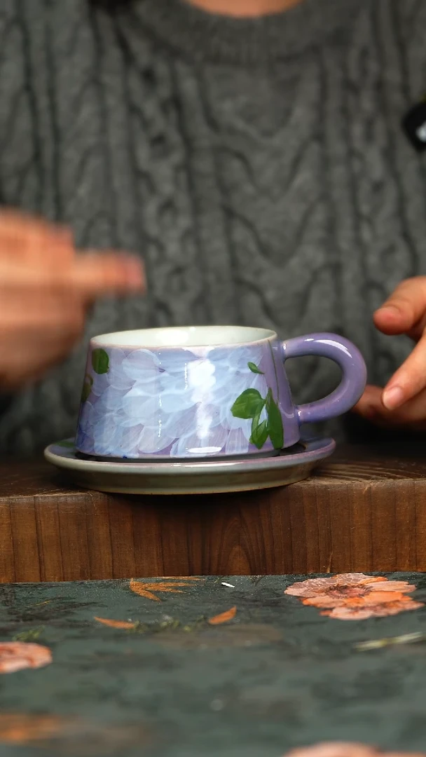 杯釉下彩手工手绘同款陶器
