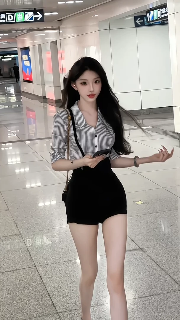 纯欲辣妹夏季新款收腰显瘦条纹衬衫上衣女+包臂背带裙两件套