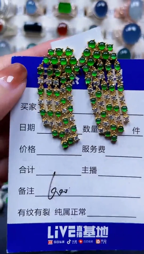 银S925镶嵌翡翠耳饰600