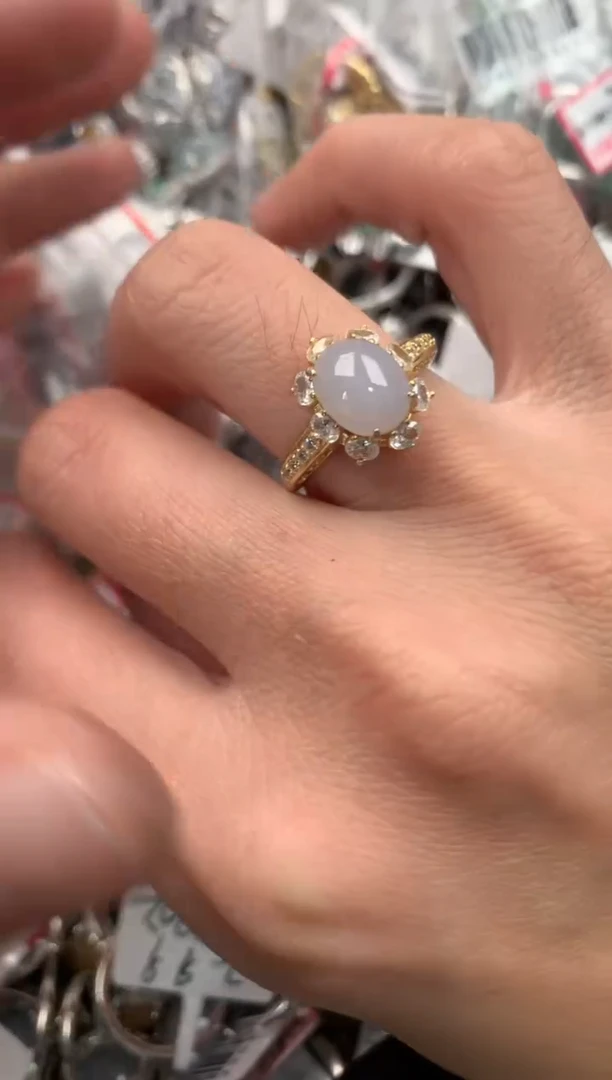 银S925镶嵌戒指翡翠999----2