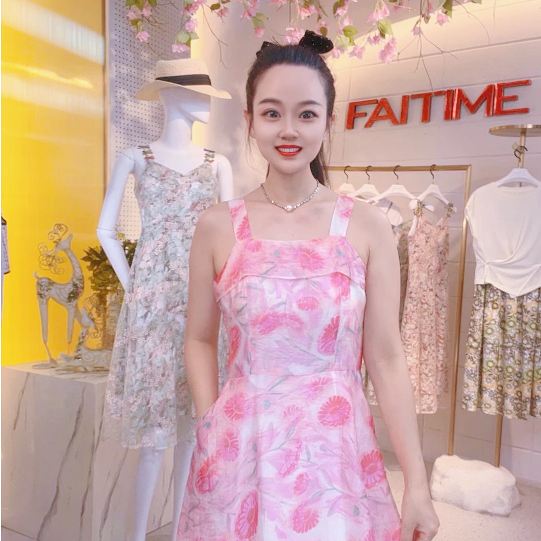 【粉红色回忆】小个子夏季新款高级感透气收瘦气质款吊带连衣裙