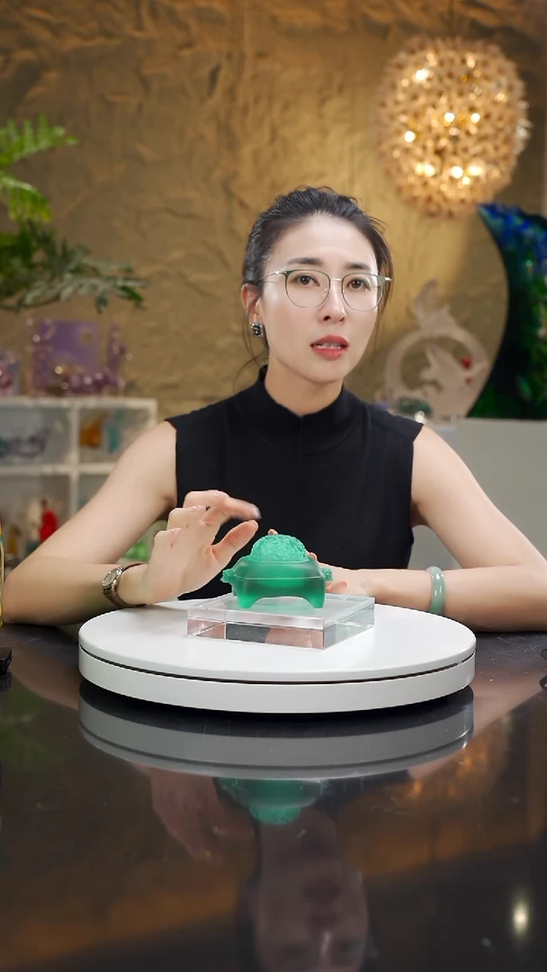 手工艺品琉璃湖水绿香炉摆件