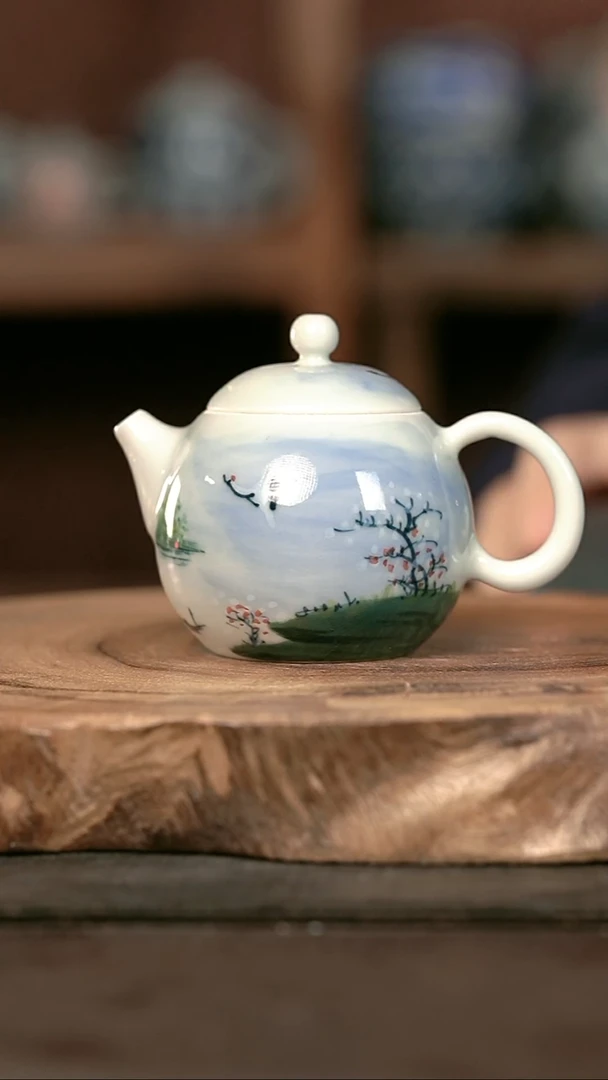 手绘手绘高温现代瓷  气  紫霞 西施壶100c