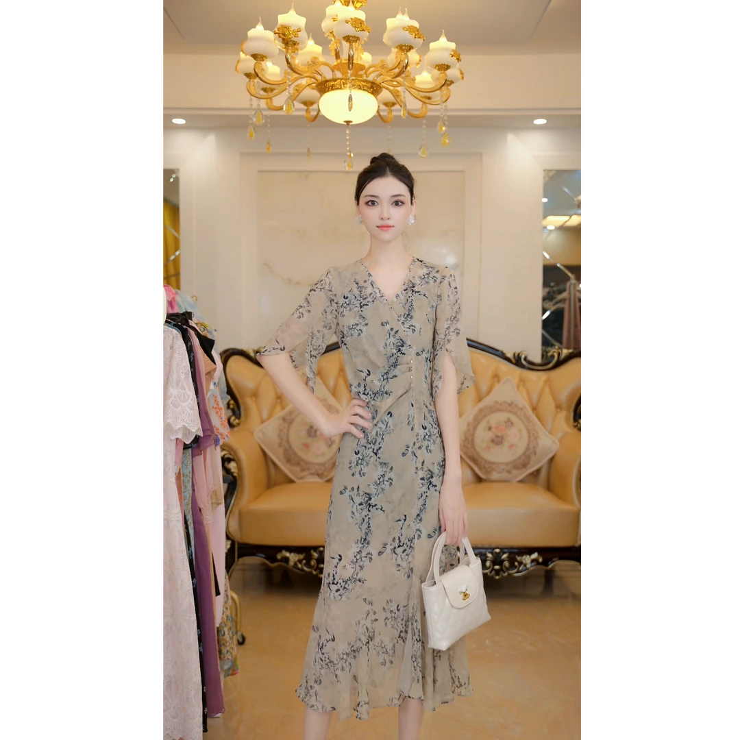 【赠送运费险】连衣裙女2025新款夏修身气质中国风a字裙Z56203