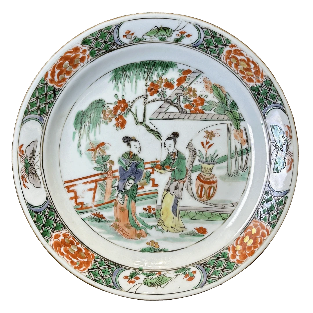 25152740y五彩江东二乔纹盘