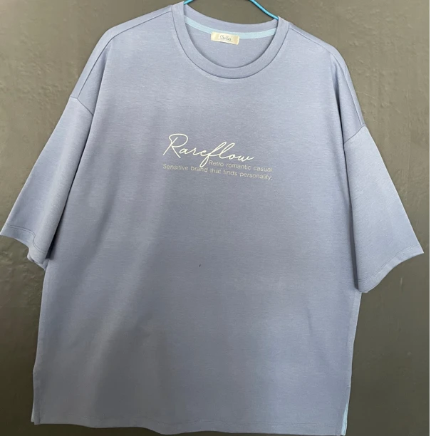 外贸韩单女款灰色短袖长款百搭圆领T恤半袖休闲宽松夏季均大码