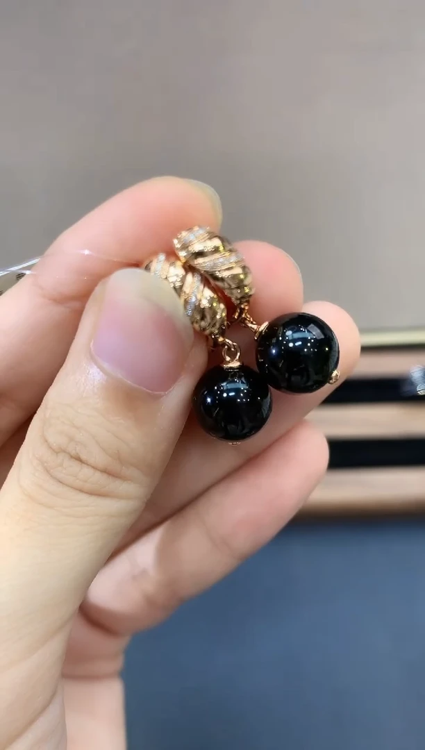 翡翠18K金镶嵌耳饰D209