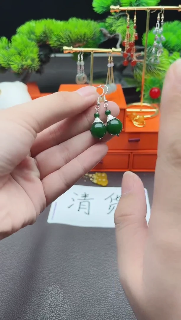 玛瑙/玉髓耳饰银S925镶嵌733