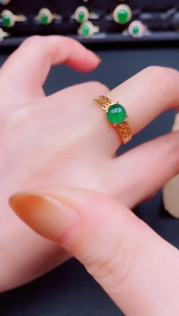 【闪购商品】翡翠戒指银S925镶嵌天然a货翡翠37