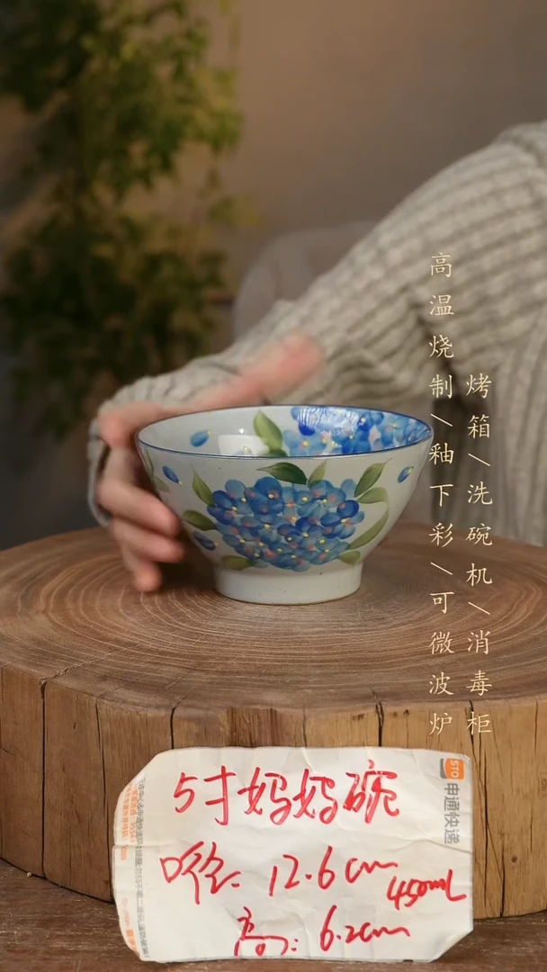 碗瓷景德镇手工手绘高温瓷釉下彩