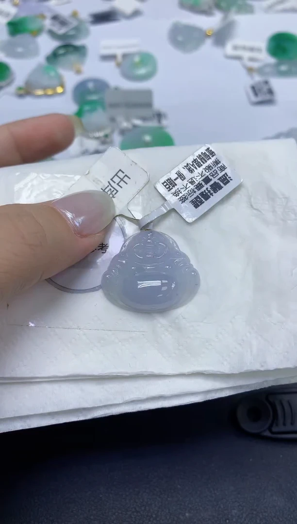 颈饰18K金镶嵌翡翠天然缅甸翡翠A货百元以上9元证书费自理