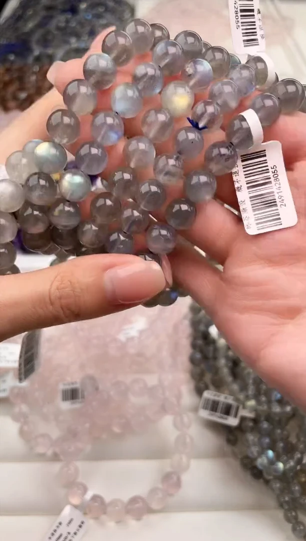 【闪购商品】水晶手链未镶嵌天然强光灰月光9mm