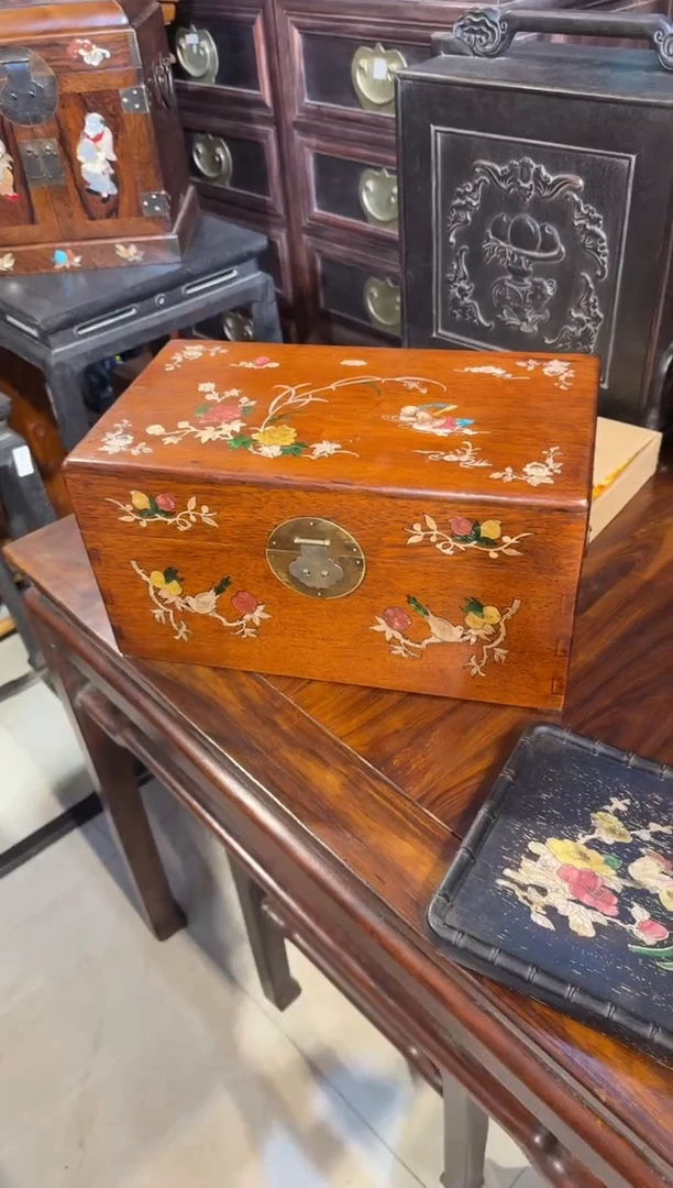 木木头款40缅花鸳鸯戏水大翻盖箱428