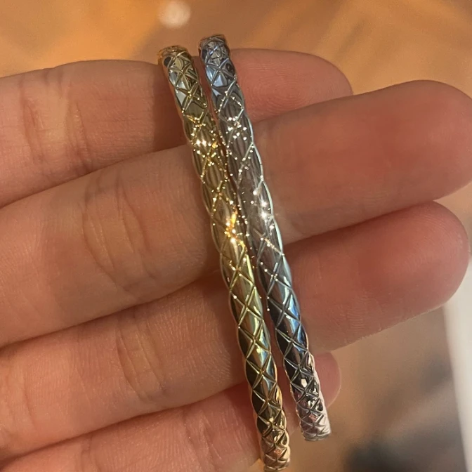 铜合金手链 窄版菱格手镯 SSE11789