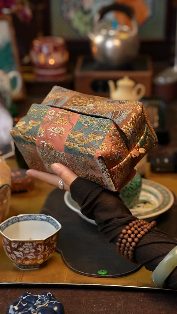 西阵织纸巾盒  景德镇陶瓷福利款