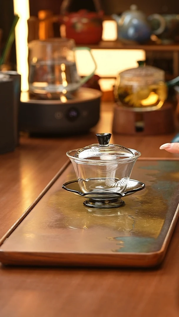 【闪购商品】禾器/荷叶盖碗/浅黑色/定制版