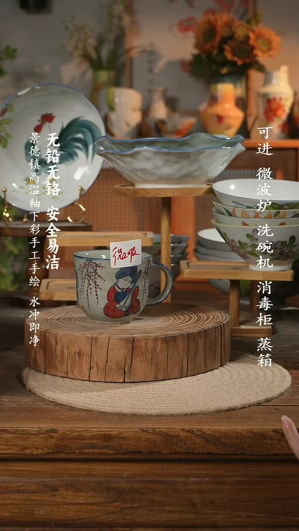 瓷景德镇高温瓷釉下彩手绘陶瓷万能