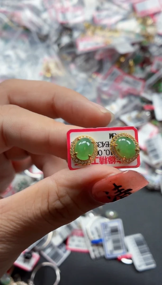 银S925镶嵌戒指翡翠天然A货缅甸翡翠