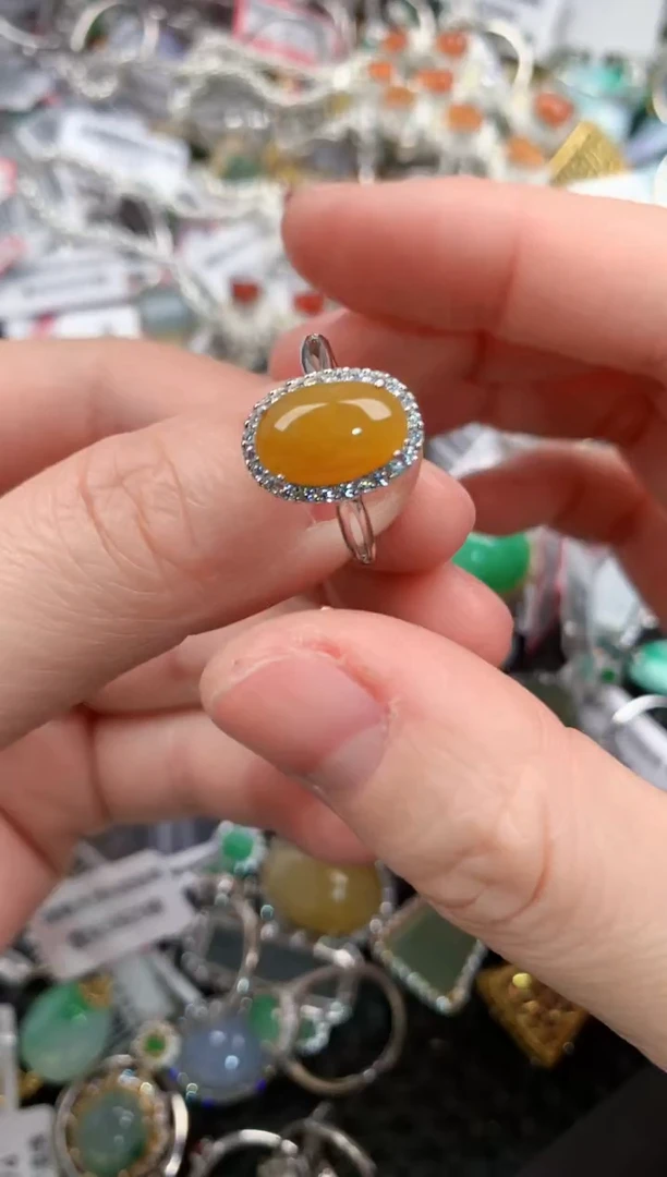 银S925镶嵌戒指翡翠666--9