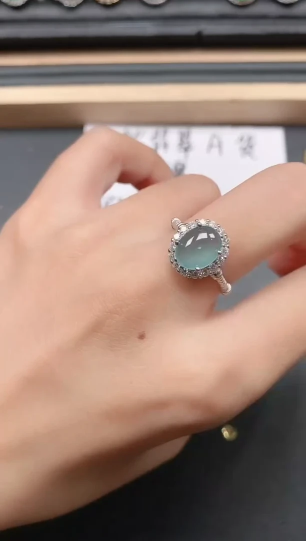 翡翠戒指银S925镶嵌111111
