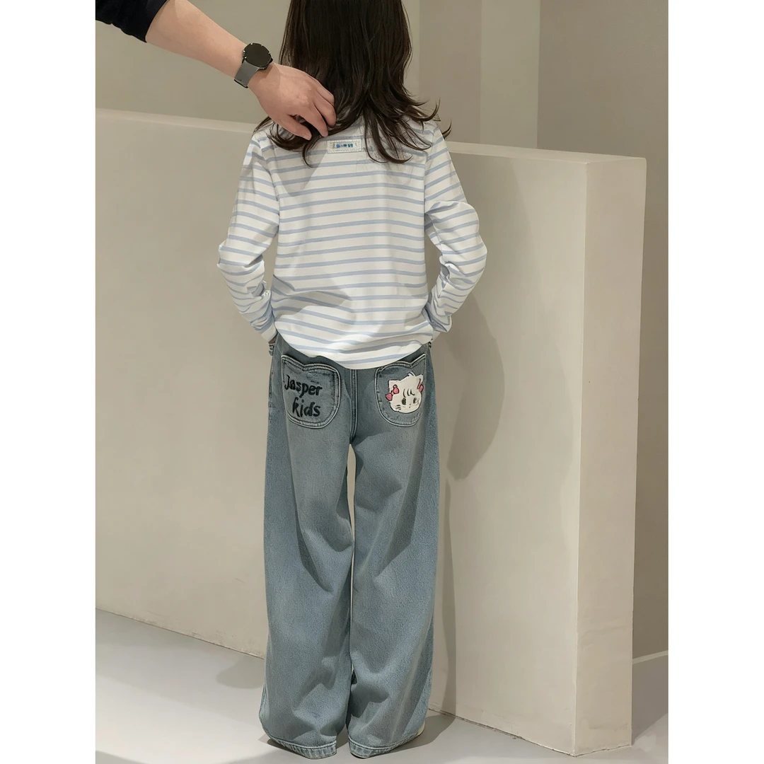 2025秋猫咪口袋直筒女童牛仔裤 D726 726 P