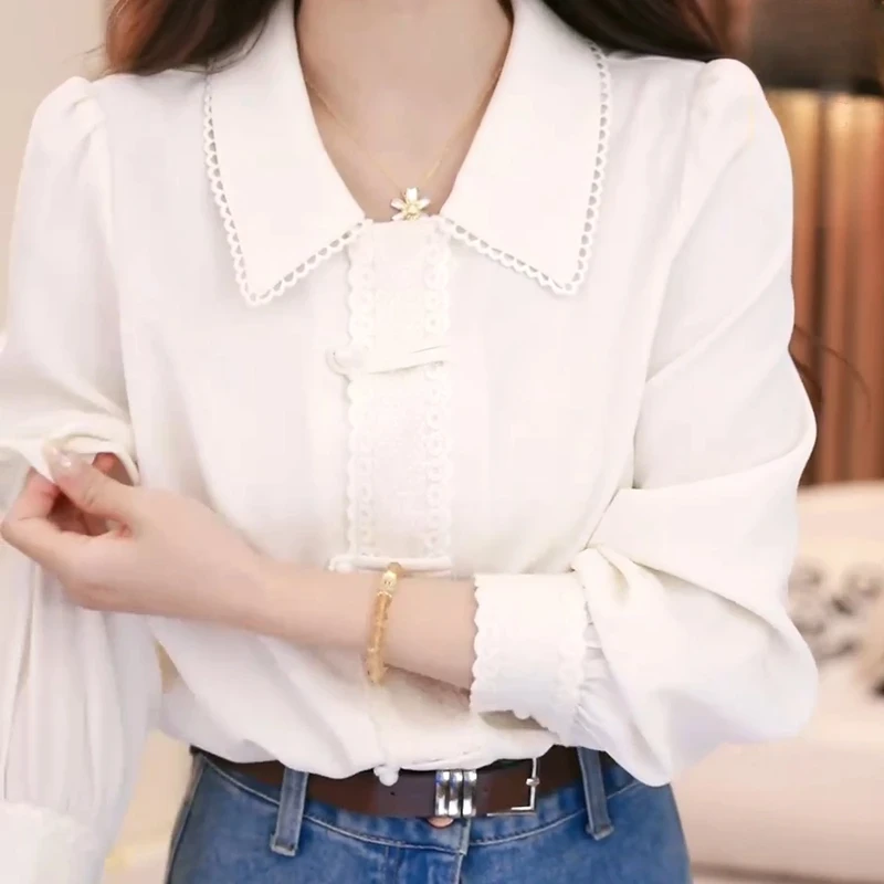 法式轻熟翻领长袖衬衫女2025春季新款独特别致设计感小众宽松上衣