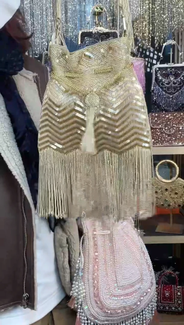 织物珠韵恒泽重工串珠手提包