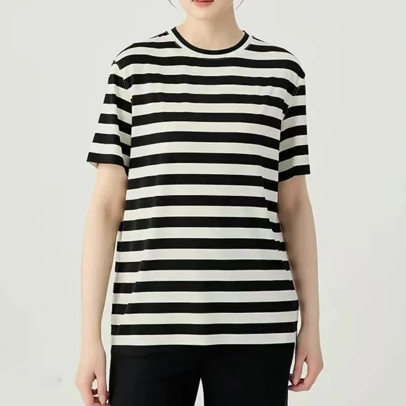商场同款女装2025夏商场同款简约百搭休闲减龄圆领短袖T恤1300901