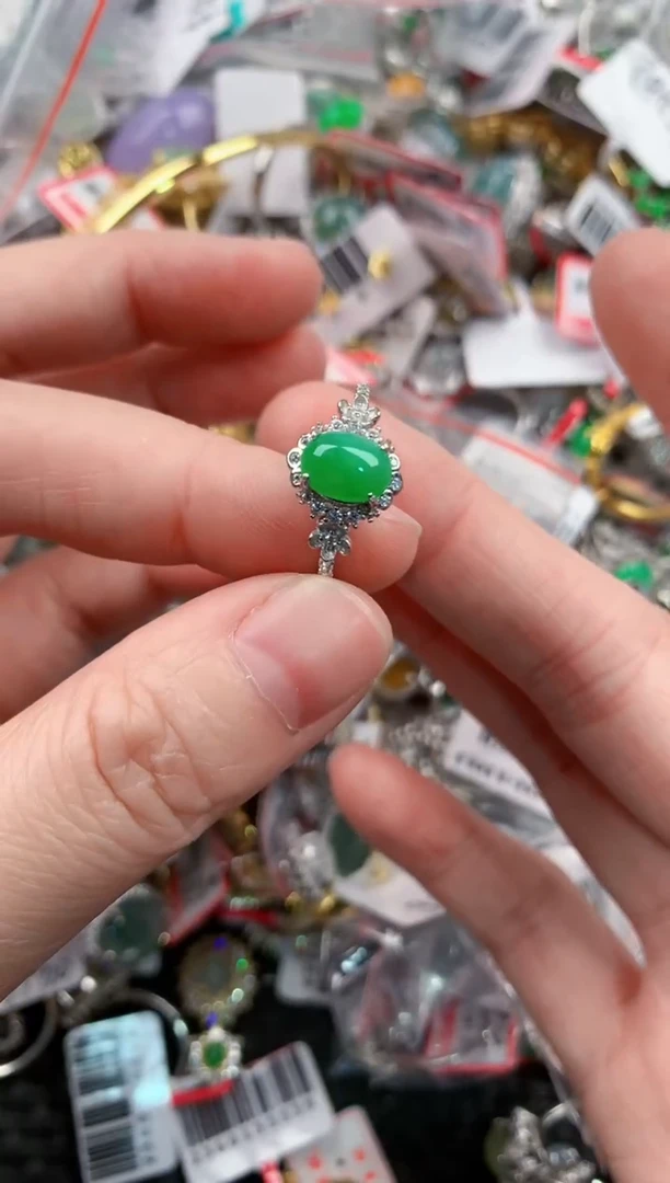 银S925镶嵌戒指翡翠1111       5