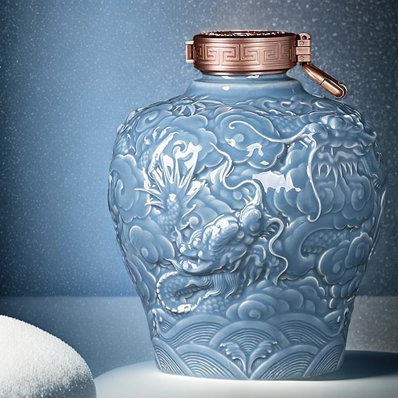 明代井5斤陶瓷龙坛十里飘香浓香型白酒52度2500ml