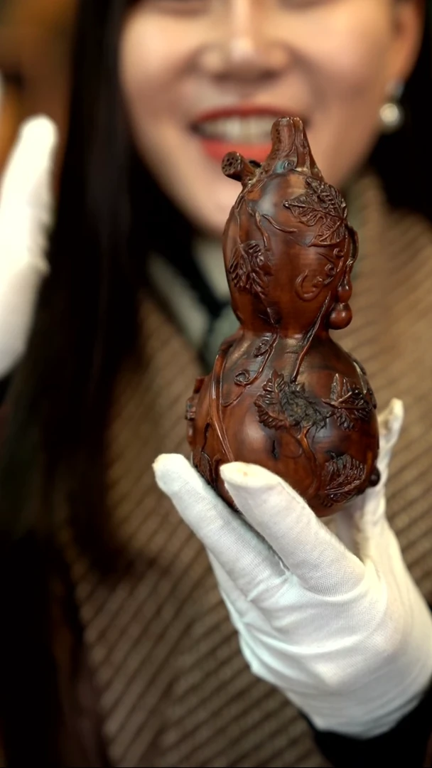 木雷击枣木精雕葫芦