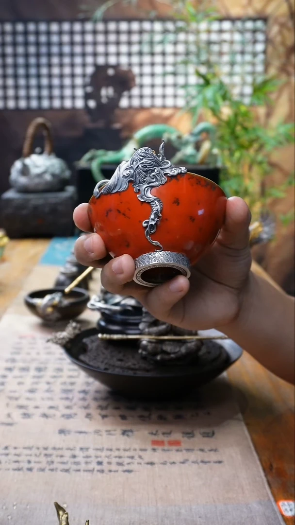 佛**忠欲山行 鲤鱼汝窑红主人杯