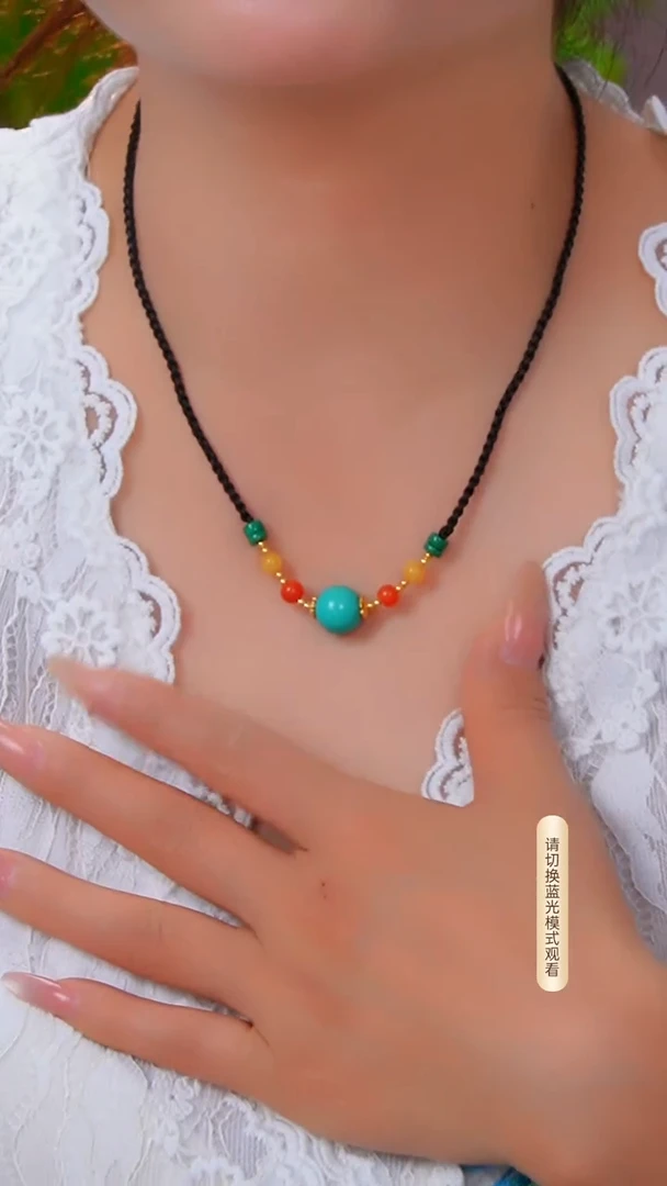 银S925镶嵌绿松石项链多样性发货一件