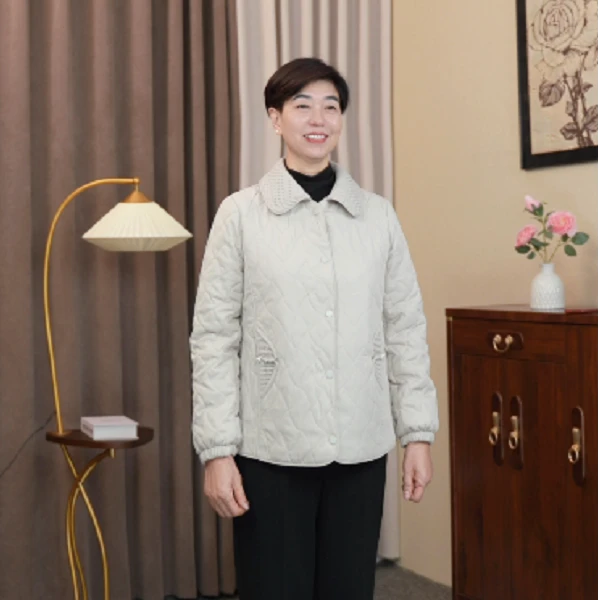 洋气妈妈秋装夹棉外套秋冬季中老年人女装轻薄棉衣棉服短款小棉袄