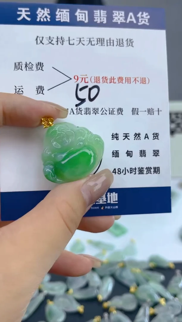 颈饰18K金镶嵌翡翠天然A货翡翠  50