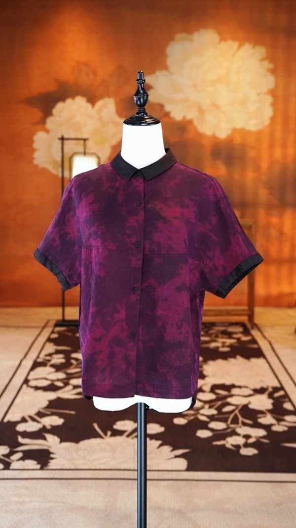 J【紫烟拂袖】100%桑蚕丝香云纱上衣