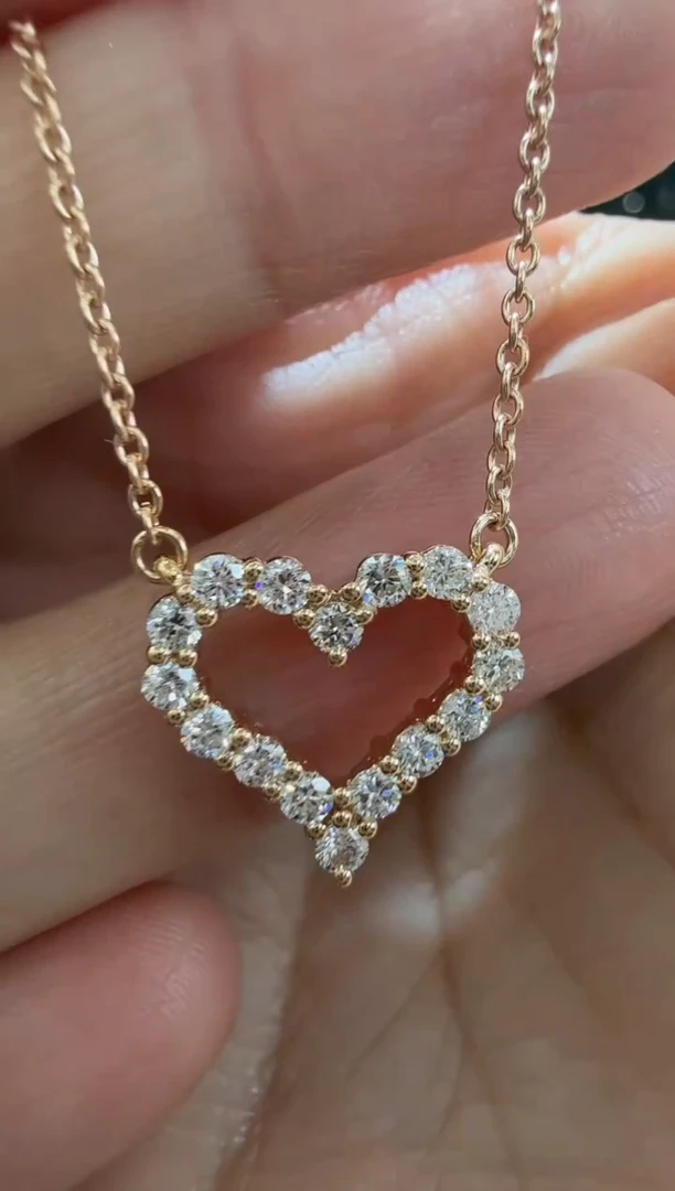 【闪购商品】钻石项链18K金镶嵌爱心钻石项链