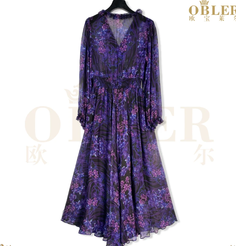 【欧宝莱尔】OBLE新款时尚桑蚕丝连衣裙305-24253
