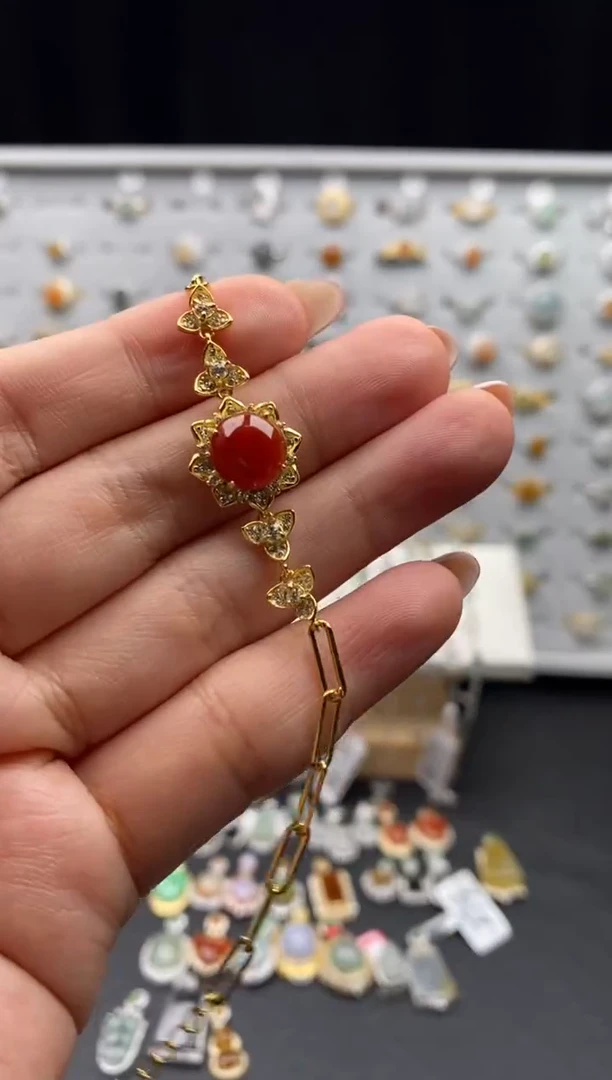 银S925镶嵌戒指翡翠凉**花天然A货翡翠